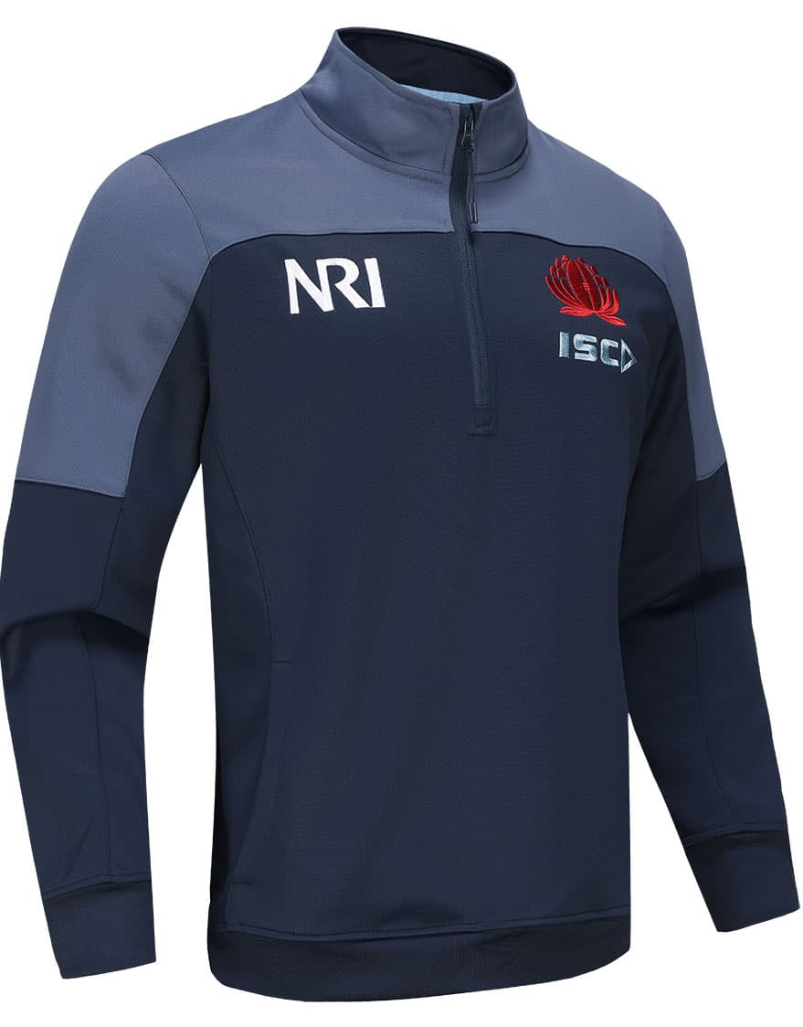 NSW Waratahs 2024 Rugby Union Mens 1/4 Zip Fleece Hoody