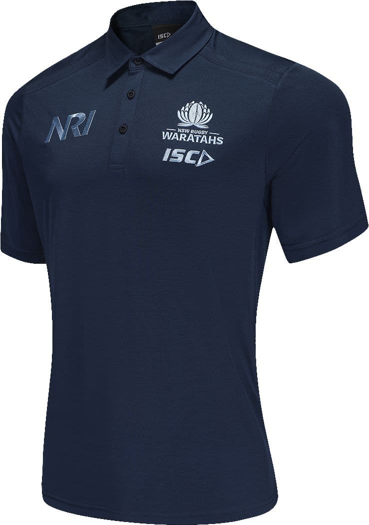 NSW Waratahs 2025 Rugby Union Mens Navy Team Polo Shirt