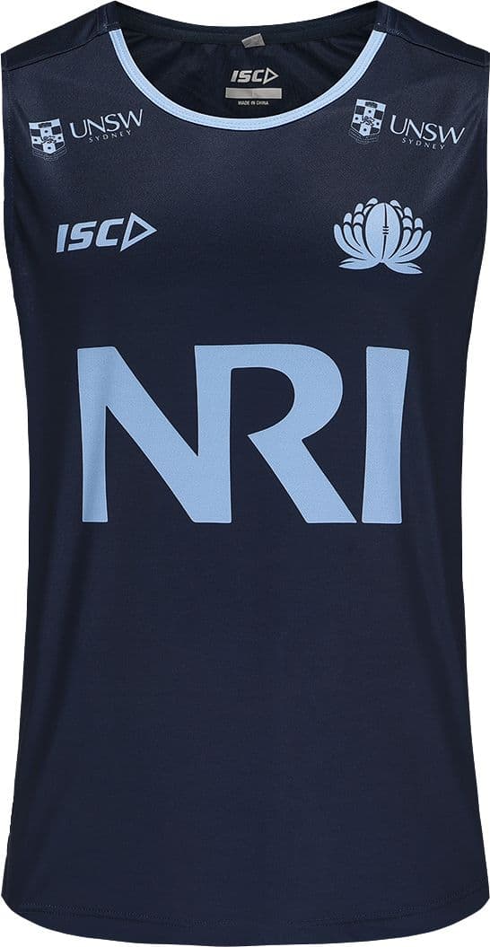 NSW Waratahs 2025 Rugby Union Mens Navy Training Singlet