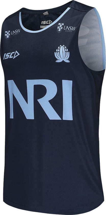 NSW Waratahs 2025 Rugby Union Mens Navy Training Singlet
