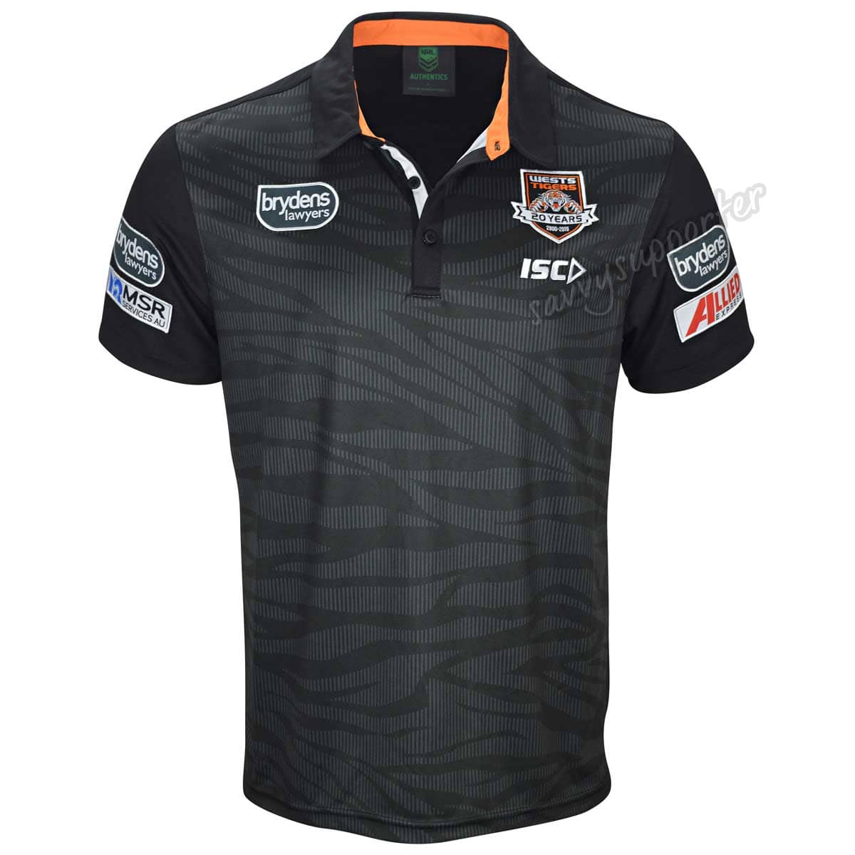 Wests Tigers NRL ISC Black Sub Polo Shirt