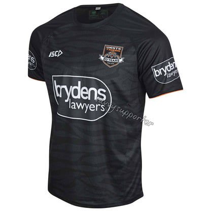 Wests Tigers 2019 NRL Mens Black Training Shirt