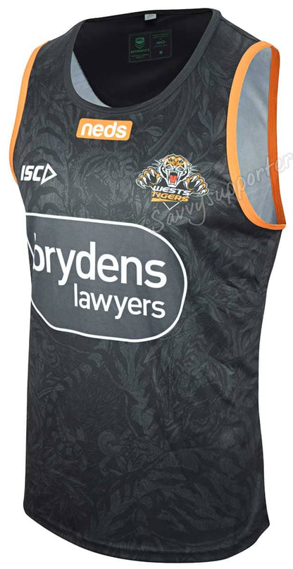 Wests Tigers NRL Mens Black Training Singlet