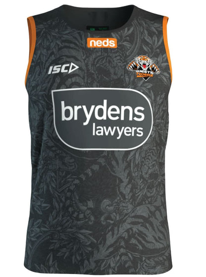 Wests Tigers NRL Mens Black Training Singlet
