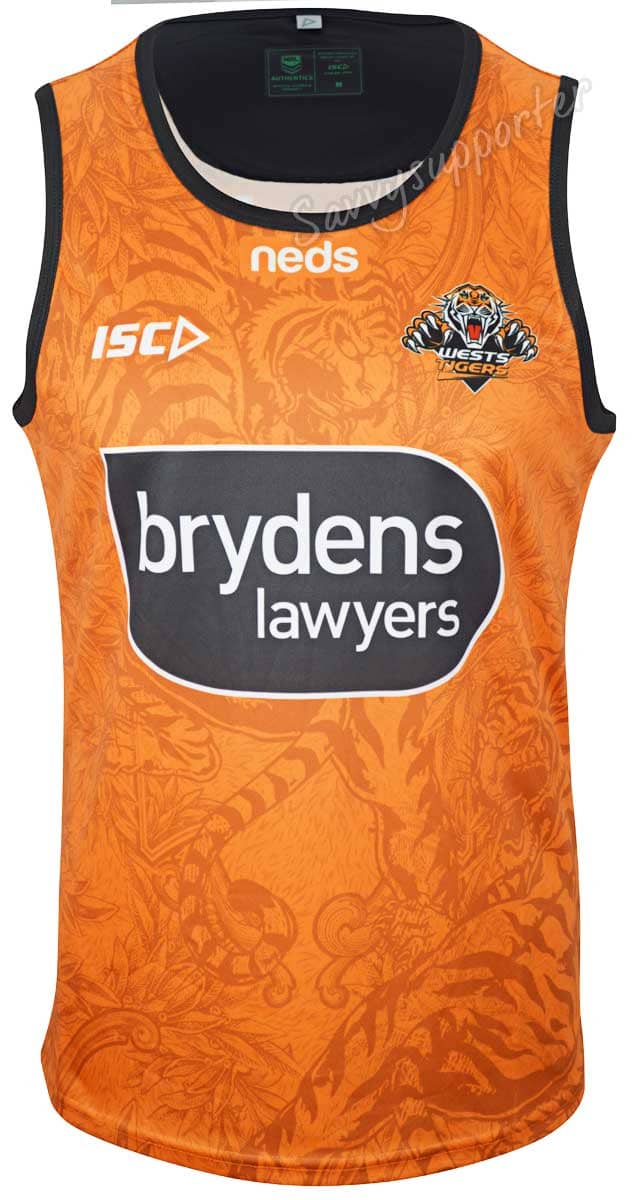 Wests Tigers NRL Mens Orange Training Singlet