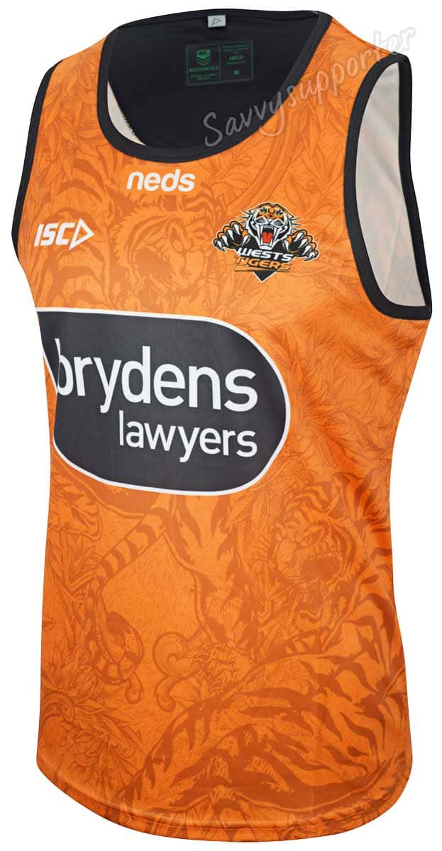 Wests Tigers NRL Mens Orange Training Singlet