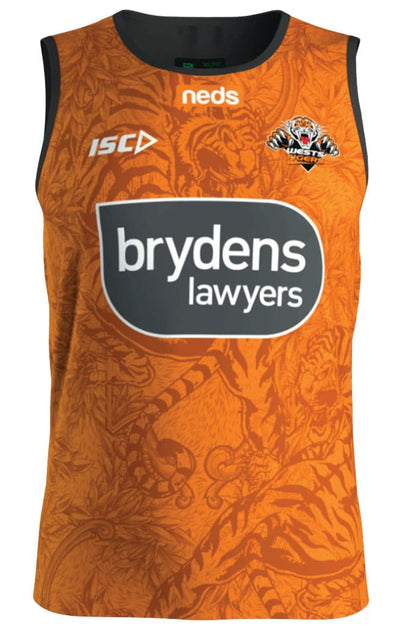 Wests Tigers NRL Mens Orange Training Singlet