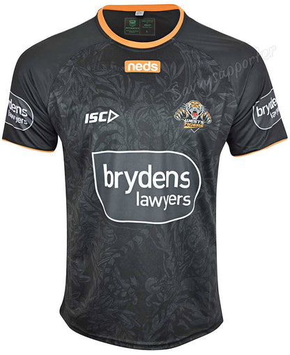 Wests Tigers NRL Mens Black Training Shirt