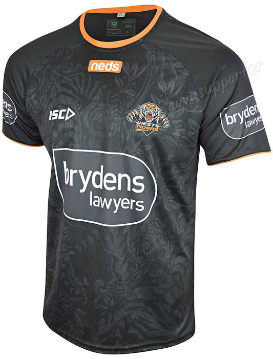 Wests Tigers NRL Mens Black Training Shirt
