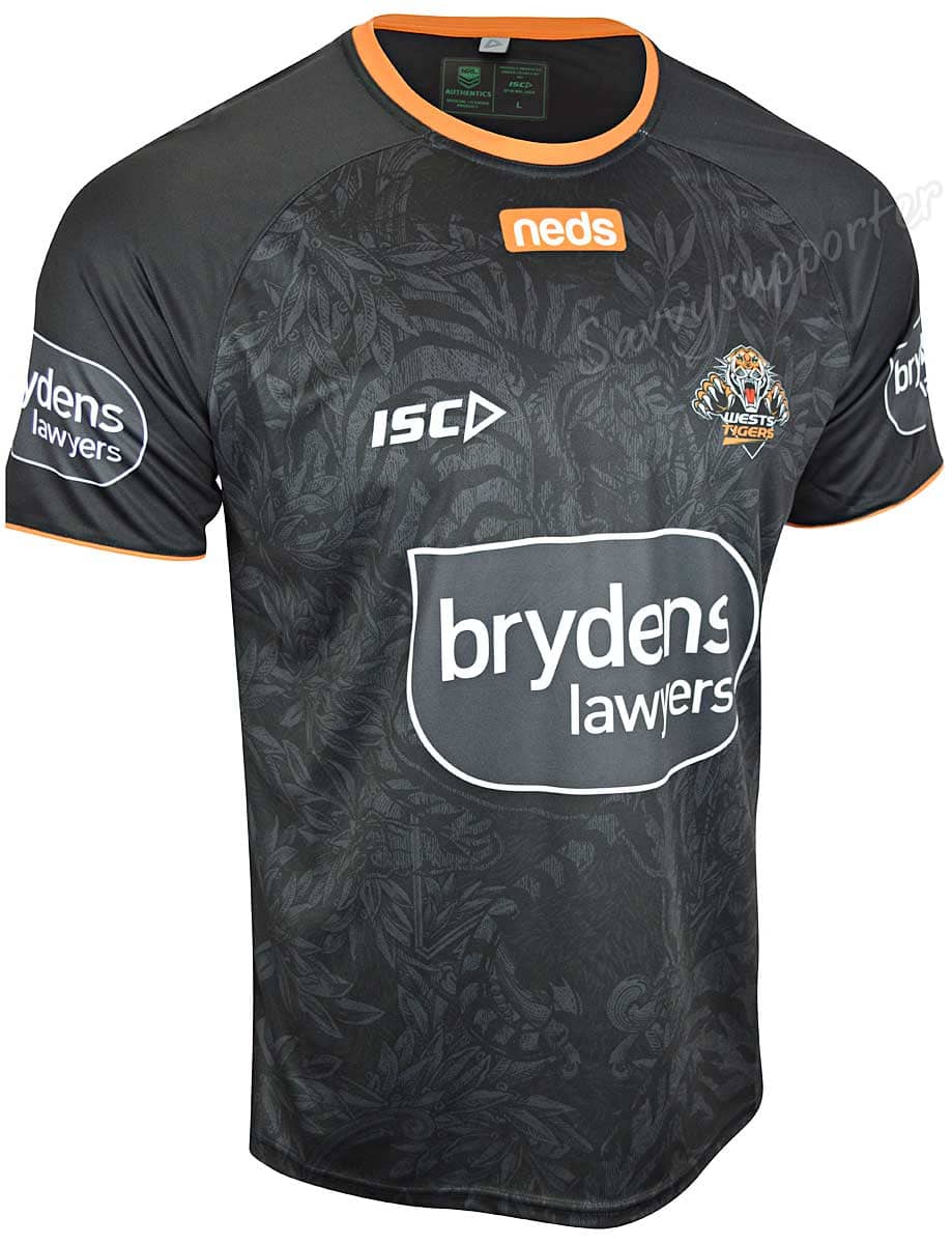 Wests Tigers NRL Mens Black Training Shirt