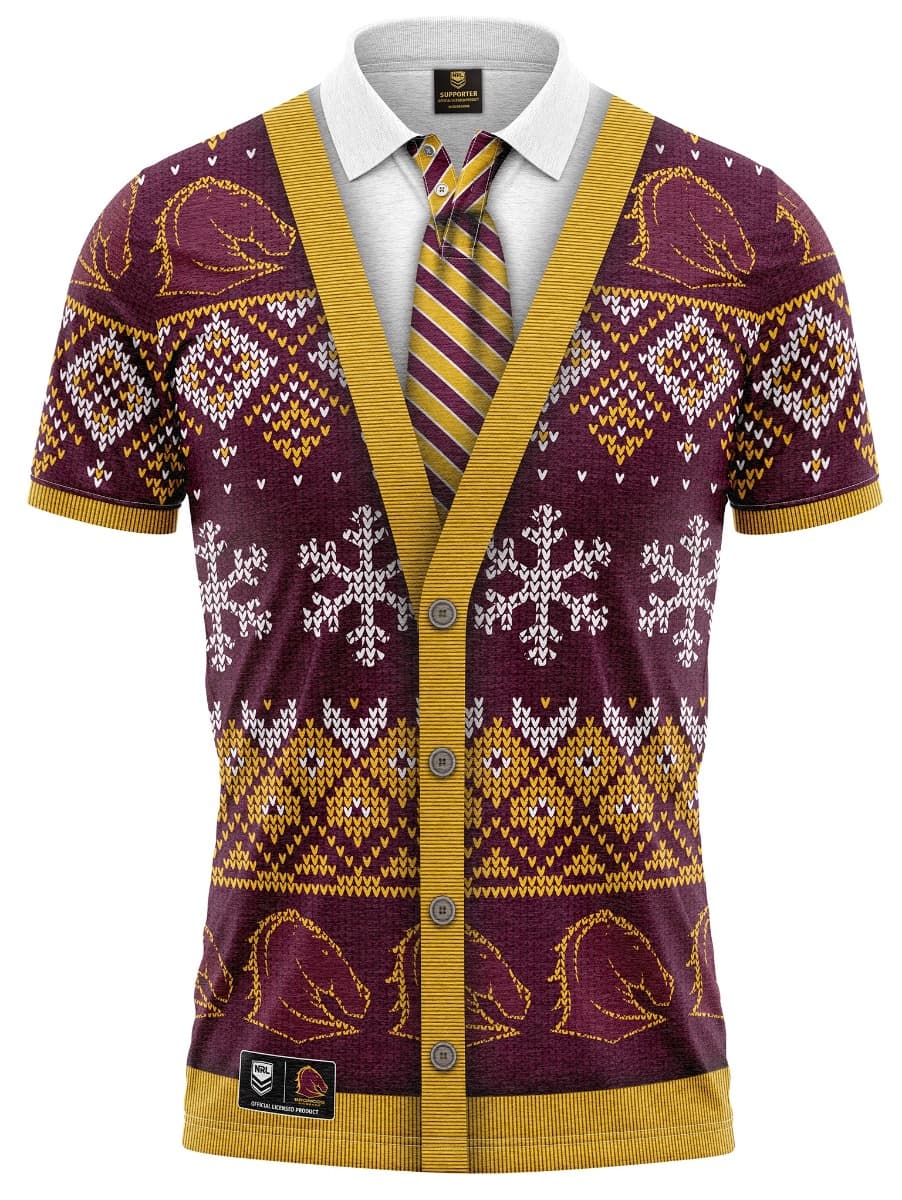 Brisbane Broncos NRL Xmas Polo Shirt