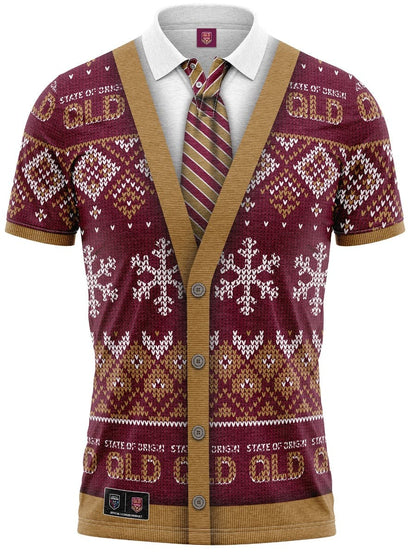 QLD Maroons NRL State of Origin Xmas Polo Shirt