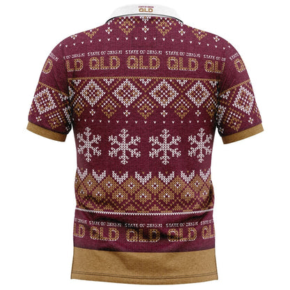 QLD Maroons NRL State of Origin Xmas Polo Shirt