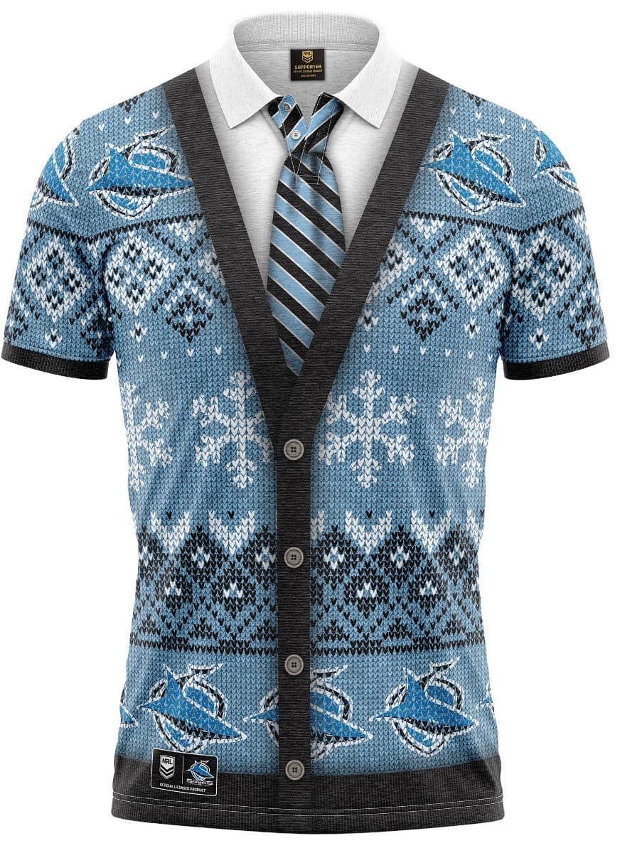 Cronulla Sharks NRL Xmas Polo Shirt