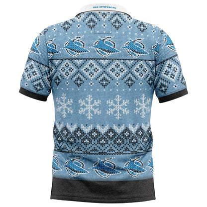 Cronulla Sharks NRL Xmas Polo Shirt