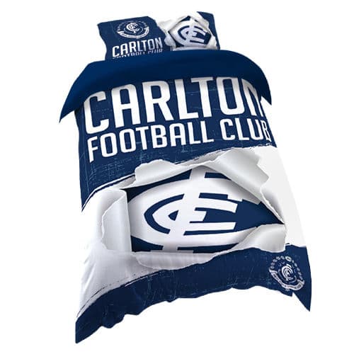 AFL Doona Quilt Cover With Pillow Case All Sizes Carlton Blues 