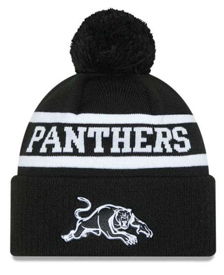 Penrith Panthers 2025 NRL New Era Black White Knit Beanie