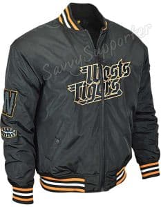 NRL North Queensland Cowboys Black Yellow Leather Bomber Jacket