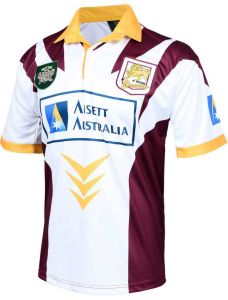 Men's BRISBANE BRONCOS REPLICA AWAY JERSEY, Brilliant White, Mens NRL  Clothing