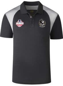 Collingwood Magpies 2023 AFL Mens Premiers Charcoal Polo Shirt