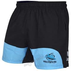 Cronulla Sharks NRL Mens Black Training Shorts