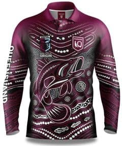 QLD Maroons 2024 NRL Mens Jumping Barra Fishing Shirt SOOQL81EB SavvySupporter