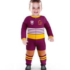 Brisbane Broncos 2022 NRL Romper, Bib and Bootie Set, 7KRN1SQ3_BB