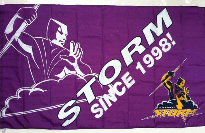 NRL MELBOURNE STORM FLAG Large Flagpole style 150cm x 90 FREE EXPRESS POST NEW! 