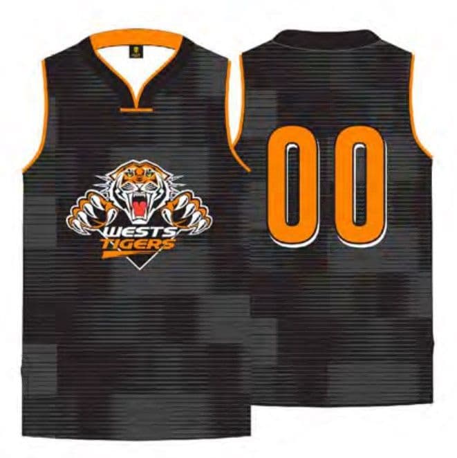 West tigers rugby league nrl orange basketball style singlet 