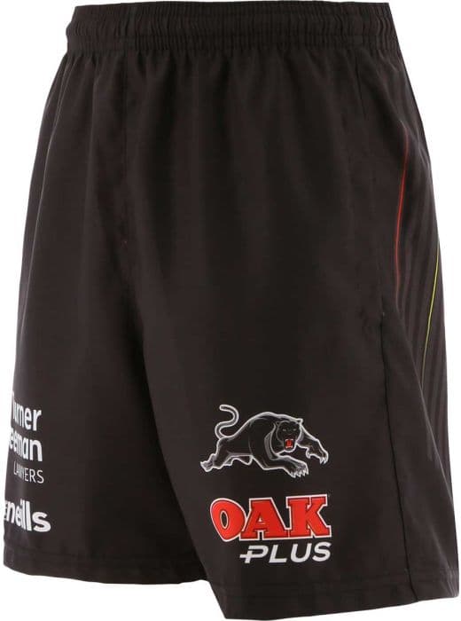 O'Neills Penrith Panthers 2022 NRL color negro Pantalón corto de entrenamiento para niños 