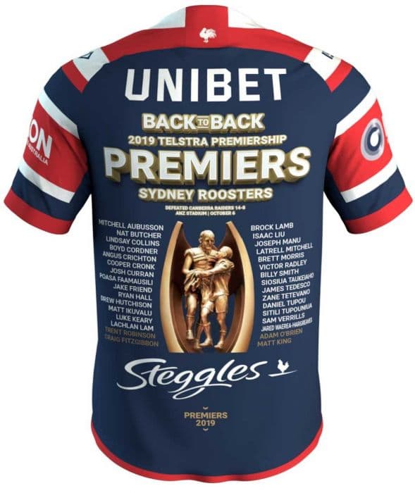 SYDNEY ROOSTERS GRAND FINAL ISC Details about   NRL 2019 PREMIERS TEE SHIRT YOUTH & ADULT 