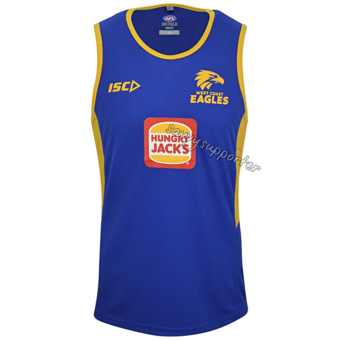 West Coast Eagles AFL 2019 ISC Royal Gold Players Training Singlet Size S-5XL!