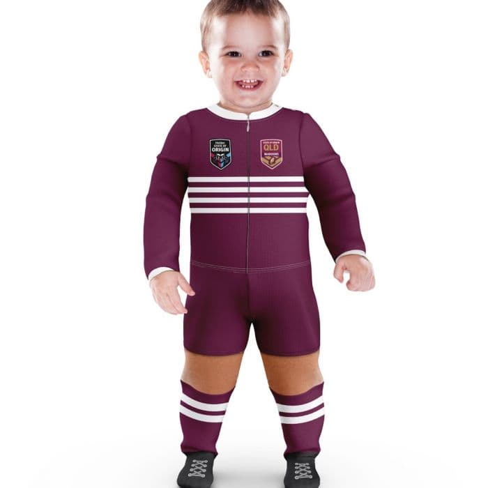 NRL Queensland Maroons Footysuit Girls Dress Toddler Kid 