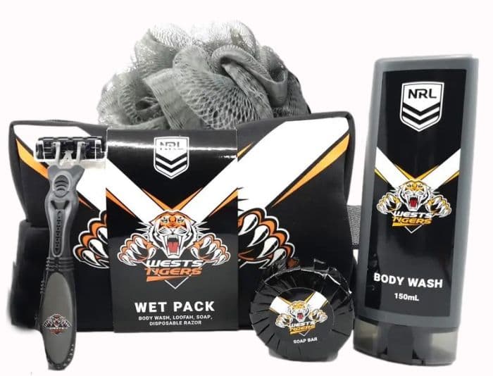 Parramatta Eels NRL Toiletry Gift Set Bag Body Wash Razor Soap Loofah 