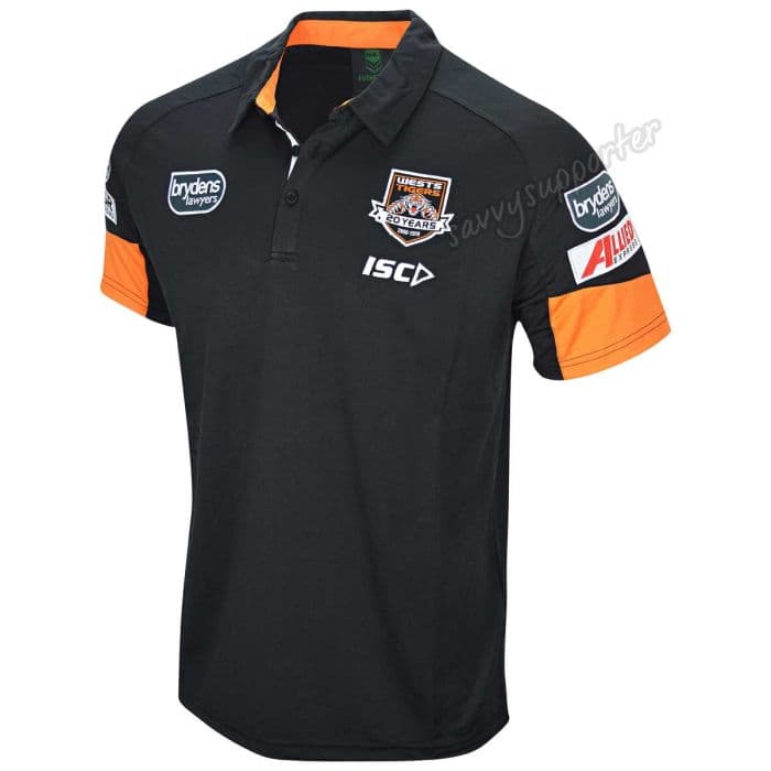Wests Tigers 2019 NRL ISC Black Media Polo Shirt | SavvySupporter